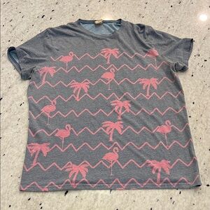 Hollister Gray Tee with Pink Tropical Print